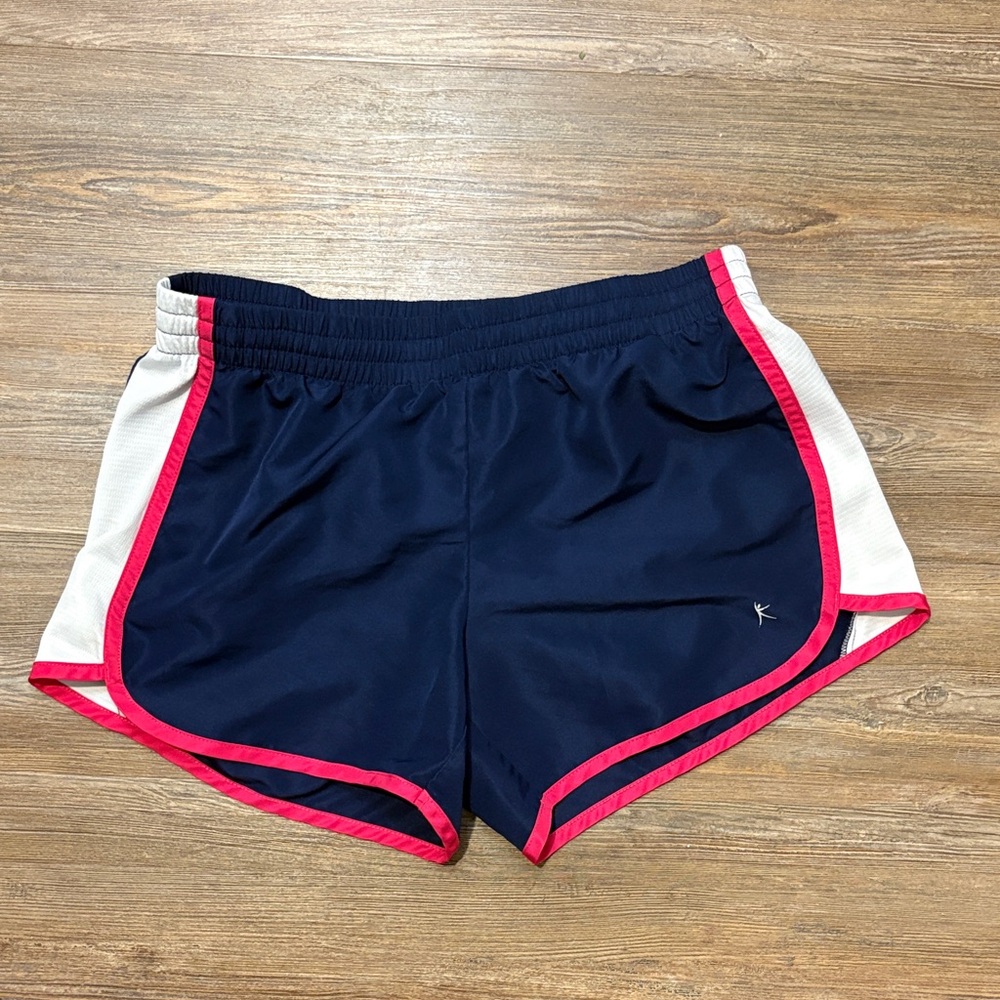 Navy and Pink Women's Athletic Shorts